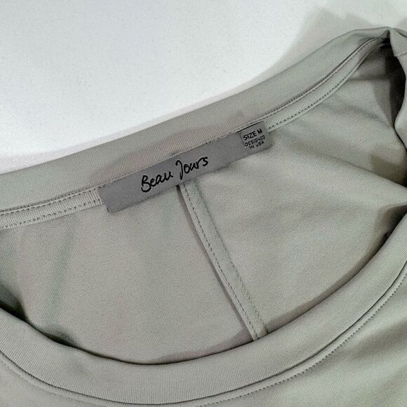 Beau Jours Dress Womens Medium Gray Short-Sleeve Crew Neck Shift Midi lagenlook - Picture 5 of 8